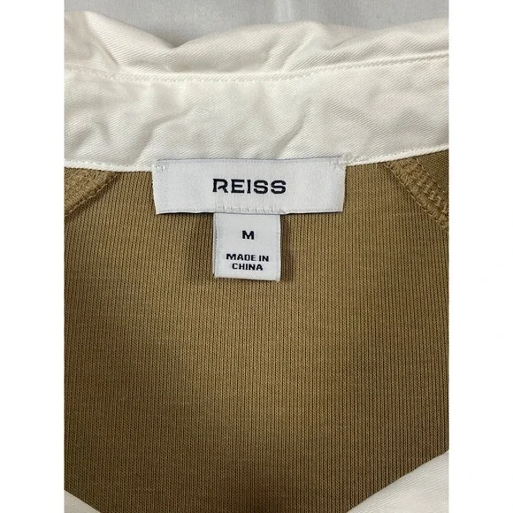 REISS Gaia Camel Tan Interlock Contrast Collar Sweater Top Womens M - Picture 6 of 14